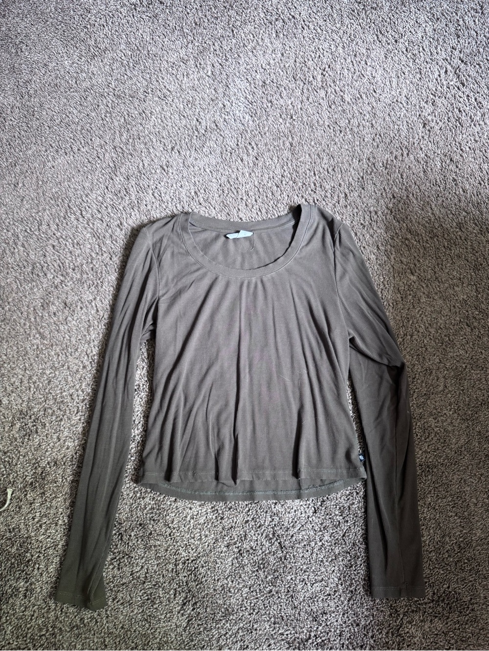 Marika Olive Long Sleeve Scoop Neck Top